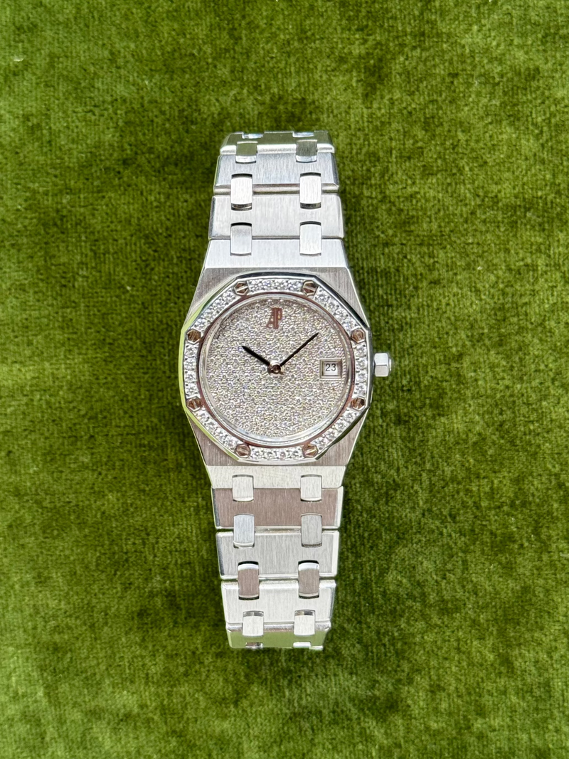 Audemars Piguet White Gold Royal Oak Pave Diamond Dial