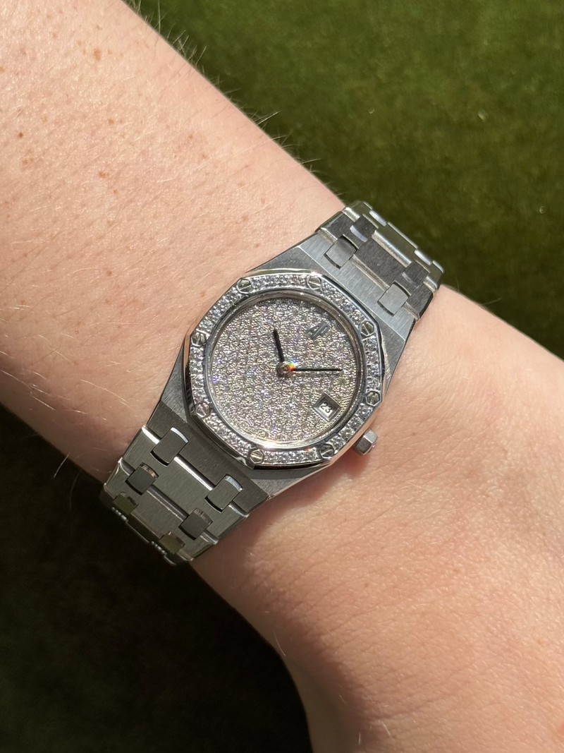 Audemars Piguet White Gold Royal Oak Pave Diamond Dial